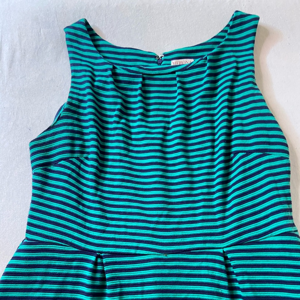 Green and Navy Blue Stripped Dress